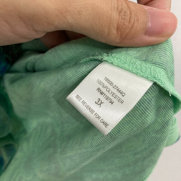 New Live and Let Live size 3X Green Blue Abstract Boho Layered Flowy Poncho Top - Picture 7 of 9